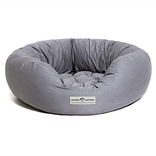 HOUND & NATURE Öko Hundebett St. Moritz - rund, kuschelig und waschbar, Donut Hundekorb für große Hunde (L - 95x90 cm - Hellgrau)