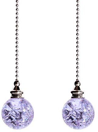 Crystal Ice Crack Ball Blind Cord Chandelier Handle Pull Chain Extension with Connector for Ceiling Light Fan Chain with Purple Color(Pack of 2)
