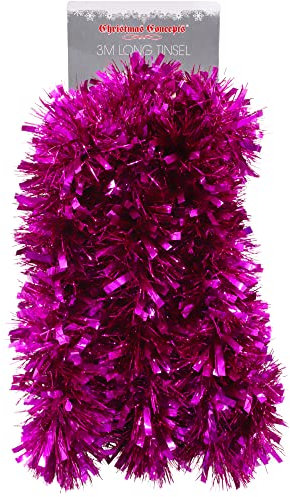 Christmas Concepts® 3m / 9.8ft Klobig/Feines Weihnachtslametta - Weihnachtsdekoration - Hochwertige Lametta (Pink)