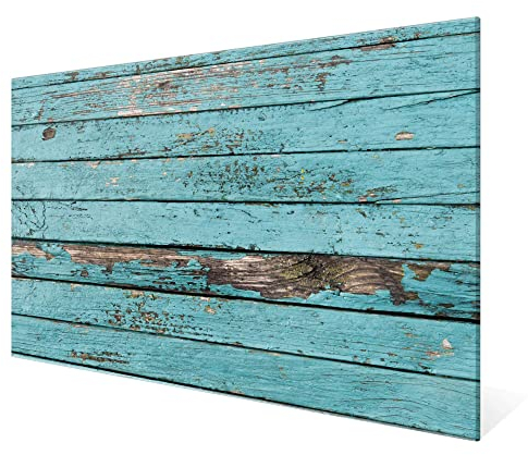 banjado® XXL Glas Magnettafel mit 4 Magneten - Magnetwand 120x90cm mit Motiv Blaue Holzlatten - Memoboard/Pinnwand magnetisch, beschreibbar, perfekt für die Küche - Magnetboard Wandbild/Wandtafel