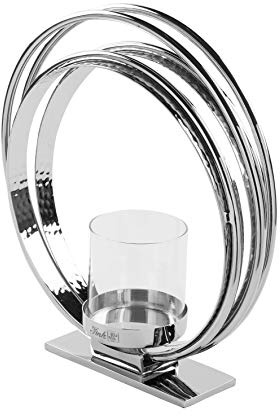 Fink Colette, Teelichthalter, Aluminium, vernickelt, glatt, Silber, L. 41 cm, B. 9 cm, H. 44 cm