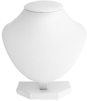 Manyao Halskette Kette Schmuck Display Stand, Bust Neck Display Standhalter, Kunstleder Schaufensterpuppe, Weiß