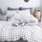 Michorinee King Size Duvet Cover Sets White Grid Checked Pattern Gingham Bedding Set with 2 Pillow Cases Microfiber Soft Quilt Cover with Zipper Closure
