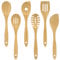 Dehaus® Premium Bamboo Kitchen Utensils - Set of 6 - Luxury Wooden Spoons, Slotted, Pointed Spoon, Spatula, Slotted Fish Slice & Spaghetti Server - Wood Cooking Tools for Non-Stick Pan or Wok