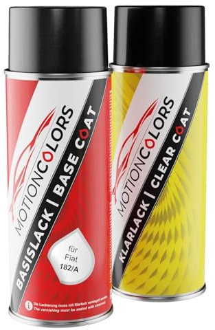 MOTIONCOLORS Rosso Ribes Metallic 182/A für Fiat Autolack Sprühdosen Set Basislack Klarlack Spraydose 400ml