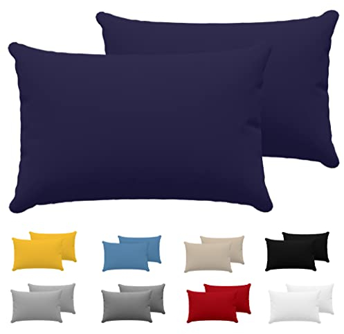 Dreamzie Kissenbezug 40x60 (Set mit 2) - 100% Jersey Baumwolle 150 g/qm Kissenbezüge -Dunkelblau - Für Kissen 40 x 60 cm - Kissenhülle - Kissenbezug - Resistent und Hypoallergen