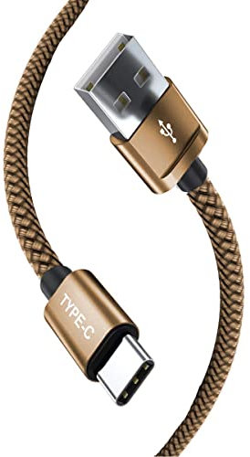 AMPLE Moto G85 G55 G15 G05 G45 G35 G22 Nylon double Braided USB C Charger Lead Fast Charging Cable 1M High Durability for Motorola Moto G82 G22 E15 E32 E40 E30 E20 / G31 G41 G51 G71 5G G60s (GOLD)