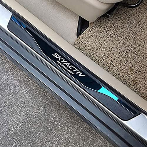 CWWHY Car Door Sill Protector Stainless Steel Scuff Plate for Mazda 2 6 3 CX5 Cx30 2020 2021, Scuff Guard Styling Decoration Accessories - 4 Pcs, Silver