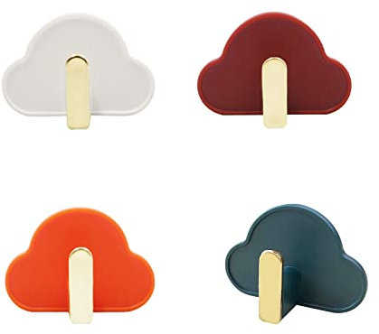 4Pcs Cute Wall Hangers Without Nails - Colorful Sticky Hooks, Decorative Hooks for Girls Bedroom, Hanging Coat Key Bag Hat Bathroom Robe Towel (4 Colors)