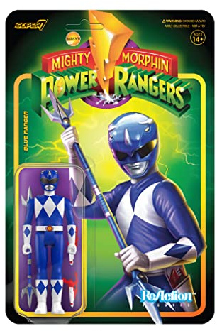 Super7 Mighty Morphin Power Rangers Blue Ranger - 3.75 Power Rangers Action Figure with Accessories Classic TV Show Collectibles and Retro Toys