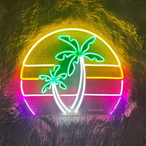 Neon Palm Tree Neon Palm tree Sign (13x11'') Neon Light Palm Tree lights Palm tree lamp Palm Summer decorations for bedroom Neon Sign for desk Neon Lamps Palm Party Decor Wall Palm tree Room Decor
