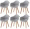 GrandCA HOME Lot de 6 Chaises de Salle à Manger Fauteuils avec Pieds en Bois, Siège en Polypropylène Premuim, Chaises de Cuisine avec Accoudoir pour Salon, Salon Bureau(6, Gris)