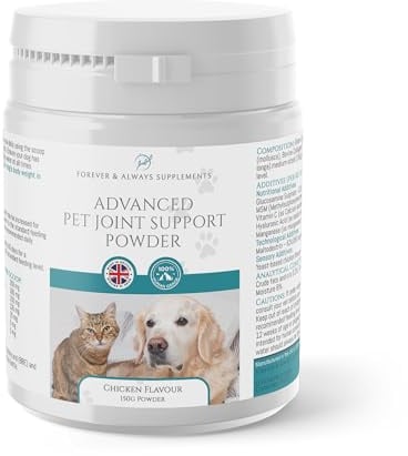 Advanced Cat & Dog joint Support powder Improved Formula; Green lipped mussel; MSM; Glucosamine & Hydrolysed Collagen; Chicken Flavoured joint care supplement; Dog's & Cat joints & hip care vitamin