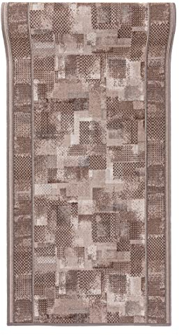 Mazovia Läufer Flur 100x550cm Creme Klassisch 90er-Retro Weich rutschfest | Teppichläufer für Küche Waschküche Schlafzimmer Beige Wetterfest Pflegeleicht Gummiunterseite Kurzflor Lang Verkauf pro Meter