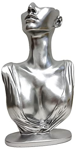 La vie Schmuckständer aus Kunstharz, für Ohrringe, Kopf, Büste, Organizer, dekorative Aufbewahrung, elegant für Geschäft und Geschenk (silberfarben)