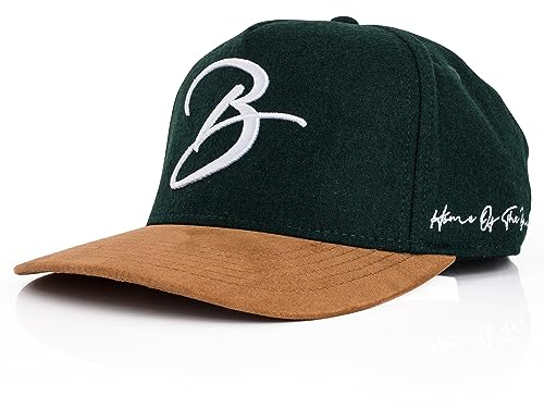 Blackskies® Script Cappello da Baseball | Unisex Lusso Premium Snapback Hate cap Flanella Sintetico Scamosciato Visiera Scamosciata Verde