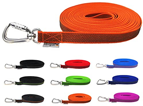Hundeleine gummiert/Schleppleine antirutsch mit Sicherheitshaken/Hundeleine große Hunde bis 100 Kg / 5m / 10m /15m /20m (Schwarz, 1,50m MIT Handschlaufe)