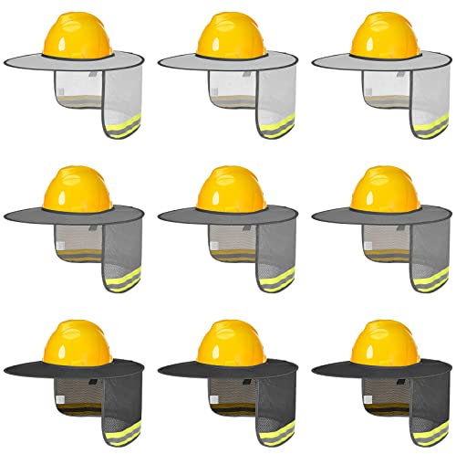 Bonuci 9 Stück Schutzhelm, Sonnenschutz, volle Krempe, Netzhüte mit reflektierendem Streifen, hohe Sichtbarkeit, Schutzhelm, Zubehör für Herren, 47 x 41 x 20 cm (grau, hellgrau, dunkelgrau)