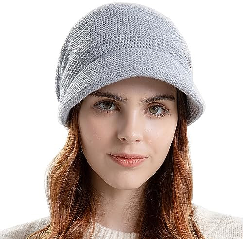 WANYIG Slouchy Beanie Mütze Winter Strickmützen Slouch Beanie Mütze Winter Hüte für Damen Herren Unisex mit Innenfutter Wolle(Hellgrau)