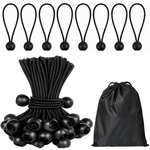 50 Pièces Tendeur Élastique, 15cm Tendeur Bache, Sandow Élastique, Corde Élastique pour Bache, Bungee Tendeur Boule pour Tente, Pavillon, Bâche, Bannière, Camping