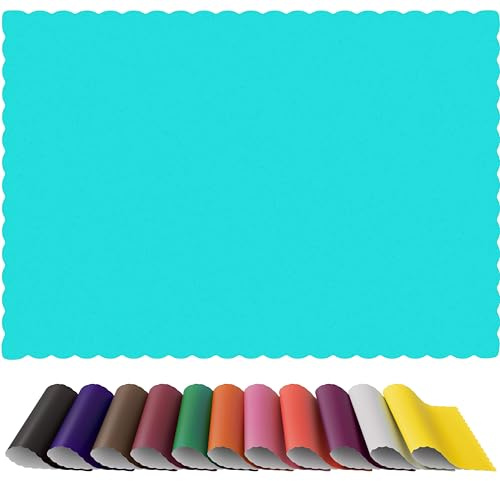 Paper Placemats - Disposable - Scalloped Edge (Teal, 100)