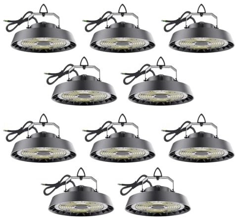 Modlicht 10er LED Hallenbeleuchtung 200W Kaltweiß 5000K | 90°Abstrahlwinkel 34000lm Strahler led UFO Highbay Industrielampe IP65 Hallenstrahler für Gewerbliche Lager/Werkstatt/Garage leuchte
