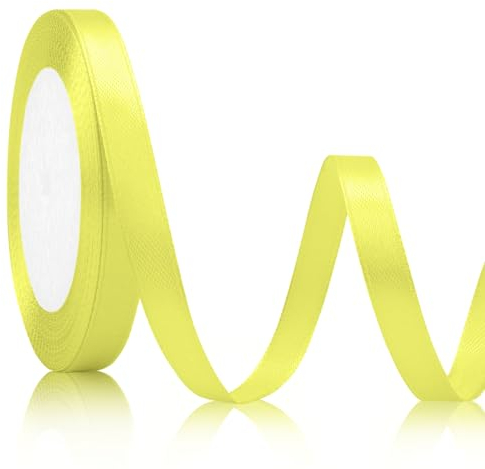Satinband Gelb 10mm, 23meters Geschenkband Weihnachten Deko Schleifenband Hochzeit für Band Brautstrauß Geschenkband Gelb Hochzeitsdekoration Schleifenband Dekoband für Auto Hochzeit Goldband