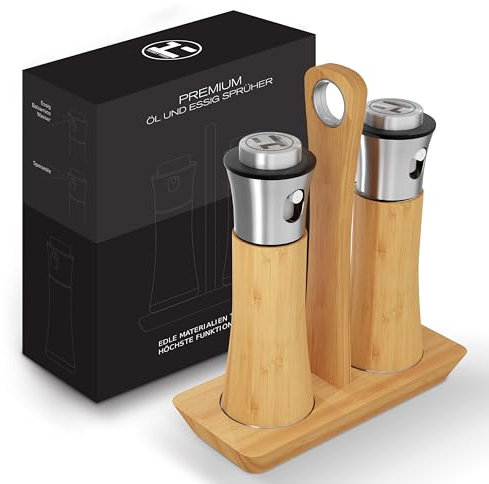 Homey Vibes Premium Bambus Ölsprüher für Speiseöl, spray bottle als Koch Gadget, Öl Sprühflasche, Öl Sprüher als Küchenhelfer, Ölspray zum Kochen, Öl Spray, Oil Sprayer, Olivenöl Spray (2)