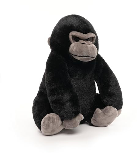 WEIGEDU Plüsch Gorilla 30.5 cm – Schwarzes Kuscheltier mit Grauer Schnauze – Weiches Stofftier in sitzender Pose