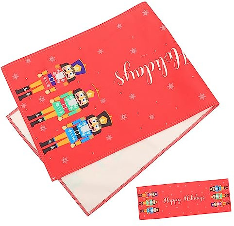 Amosfun Walnuss-Soldat-tischläufer Nussknacker Tischdecke Urlaub Tischläufer Nussknacker-tischdecke Weihnachtliche Tischdecken Urlaub Kommode Schal Frohe Weihnachten Streifen Polyester