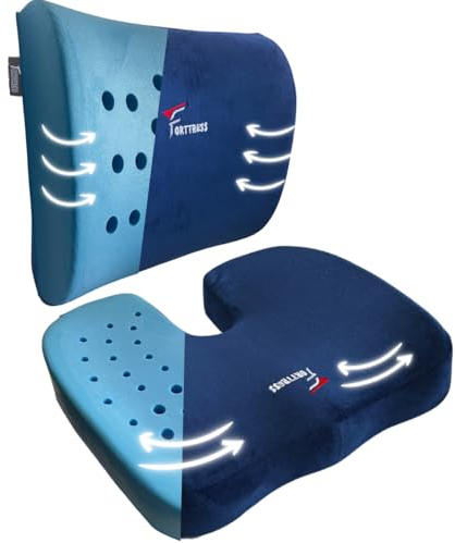 FORTTRESS | cojín Lumbar | cojin Lumbar viscoelastico con Gel | cojín Lumbar para Silla | Cojines Silla de Ruedas | cojin Lumbar Silla Oficina | Cojines antiescaras | cojin Lumbar Silla Gaming