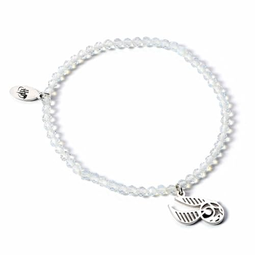 HARRY POTTER Kristall-Armband mit goldenem Schnatz-Anhänger aus Sterlingsilber, Einheitsgröße, Sterling-Silber