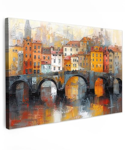 MuchoWow© Bild auf Leinwand Groß 120x80 cm XXL Schlafzimmer Bilder Badezimmer Wand Deko Wohnzimmer Modern Wanddeko Bilderwand Geschenk Graben - Kunst - Architektur - Braun