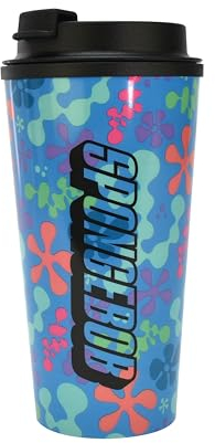 Spongebob Schwammkopf Thermobecher, 450 ml, Trinkbecher mit SpongeBob und Patrick, Geschenkidee für Fans von Bikini Bottom, Offizielles Merch