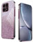 WBWONE Glitter Hülle für Huawei Honor X8a, mit Elektroplattiertem Rand, Stoßfestes Handyhülle, Schutzhülle mit Funkeln Aufkleber - Rosa