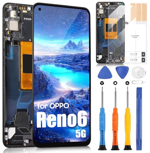 pour Oppo Reno6 5G LCD Affichage, pour Oppo Reno 6 5G PEQM00 CPH2251 LCD Écran Tactile Digitazer Full Assembly Remplacement Écran avec Réparation Kit (Noir)
