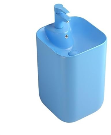 Standwaschbecken Einfaches, farbenfrohes Standwaschbecken for Kinder, 19,6 Zoll hohes Keramik-Säulenwaschbecken mit Überlauf, einteilige bodenstehende Badezimmer-Waschbecken-Kombination Standwaschbeck