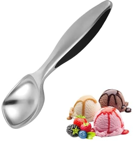 Chstarina Cuillère à Glace en Acier Inoxydable, Cuillère à Crème Glacée, 17 x 4.5 cm, Cuillère à Boules de Glacée, Professionnelle, Portionneur à Glace avec Poignée pour Glaces, Biscuits, Sorbet