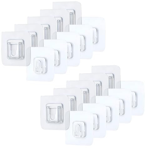 UTENSILIFY Ganchos Adhesivos para Pared,10 Pares de Cuelga Facil,Cuelga Cuadros sin Clavos,Ganchos Adhesivos Doble Cara,Colgadores Adhesivos Para Todo Tipo de Cosas,Enganches pared,Adhesivo pared