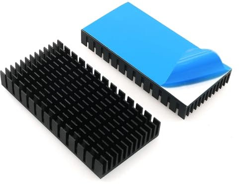 4Pcs Heatsink 80 x 40 x 11mm Black Aluminum Heat Sink Radiator Cooler with Thermal Conductive Adhesive Tape Cooling Fin for 3D Printer Motor, Thermoelectric Peltier