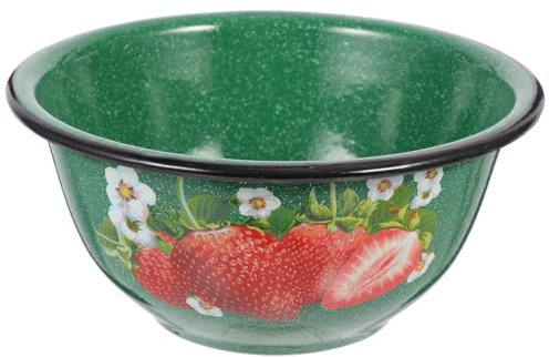 Angoily Vintage Green Mixing Bowls Enamel Bowl Serving Dish for Fruits Salads Noodle Soups Cereal Pudding Basin Enamel Cookware
