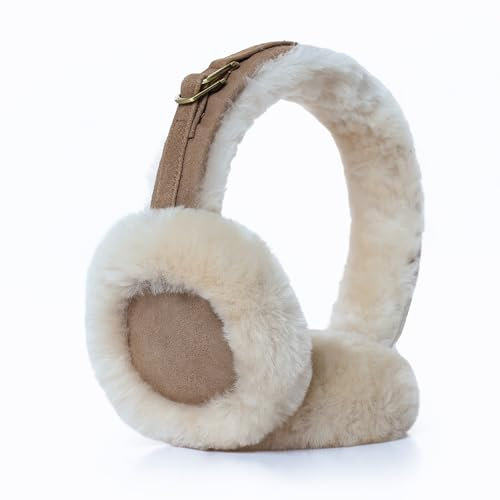 MGGMOKAY Unisex Winter Ohrenschützer Warm Schafsfell Ohrenschützer Outdoor für Männer Fraue faltbare Ohrenschützers,Kamel