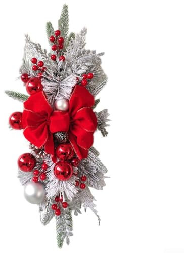 YUANGANG Ghirlanda natalizia, decorazione natalizia per scale, ghirlanda artificiale per caminetti, scale, pareti, porte, decorazioni per la casa (rosso)