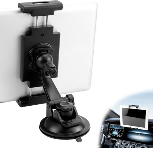 QWORK® Car Front Tablet Holder for 4.7-12.3 Devices, Windshield/Dashboard Tablet Mount 360° Rotatable with Strong PU Suction Cup