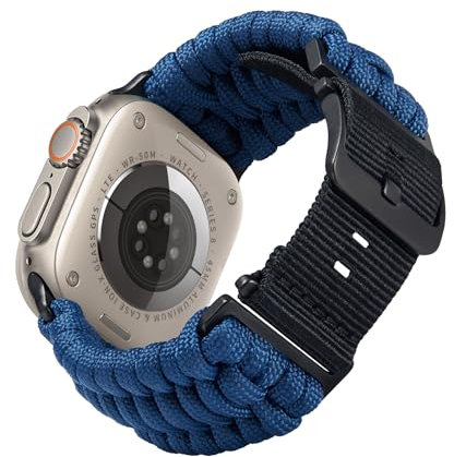 BINLUN Kompatibel mit Apple Watch Armband 49mm 46mm 45mm 44mm 42mm, Geflochten Paracord Nylon Sport Ersatzarmband Passt für iWatch Armbänder Series Ultra2/Ultra/10/9/8/7/SE2/SE/6/5/4/3/2/1 Herren