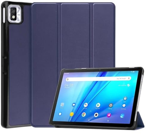 MQVQAUBST Funda for Tableta con Soporte de Cuero PU, Delgada, Triple, Adecuada for TCL Tab 10s 9080G 9081X 10,1 Pulgadas 2021(Dark Blue,For TCL Tab 10S 9081X)