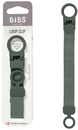 BIBS Loop Schnullerkette – Schnullerband mit Silikon - Für Babys ab 0 Jahren - Praktische Einhandbedienung - Kompatibel mit BIBS Schnullern & Anderen Marken - Maschinenwaschbar, BPA-Frei - Pine