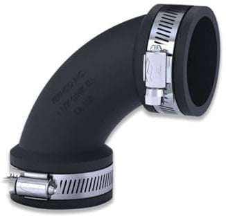 Fernco 3 Flexible Elbow (90 mm to 75 mm) - EPDM Rubber 90° Pipe Connector with Stainless Steel Clamps - Leak-Proof, Reusable and Easy Installation