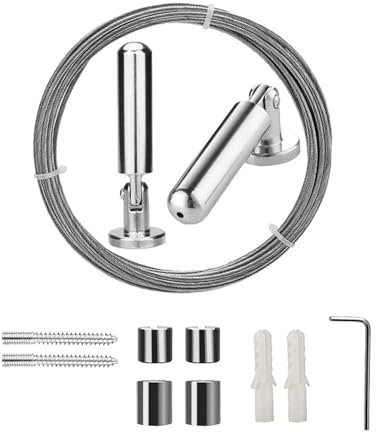 Haoruifu 5m Corde à Linge avec Noyau en Acier, Sechoir Fil Cable avec Tendeur, pour Rideau, Fil Photo, Corde à Linge, Fil tendu, Rideau de Douche.
