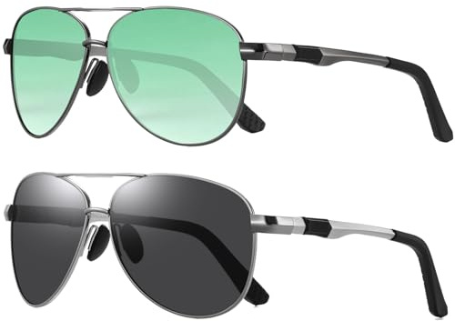 LEDING&BEST Sonnenbrille Herren Damen Polarisierte UV400-Schutz, Ultraleichte bruchsicherer Metallrahmen, Vintage Schwarz Outdoor Angeln Laufen Fahrerbrille Sportbrille Fliegerbrille